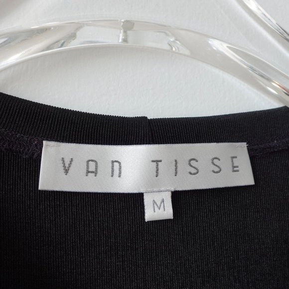 Black‎ Top Womens Medium Knit Tank Crew Neck Basic Sleeveless Stretch Casual USA - Picture 4 of 9